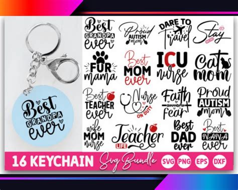 Keychain Quotes Svg Bundle Round Keychain Svg Designs for - Etsy