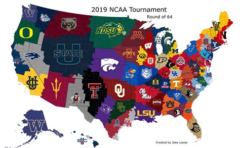 2019 NCAA Tournament Imperialism Map (Round of 64) : CollegeBasketball