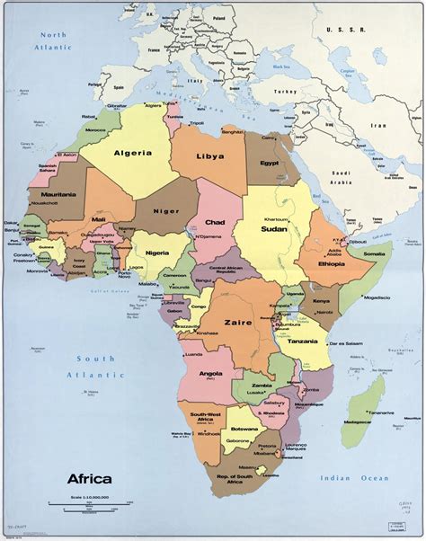 In high resolution detailed political map of Africa with the marks of ...