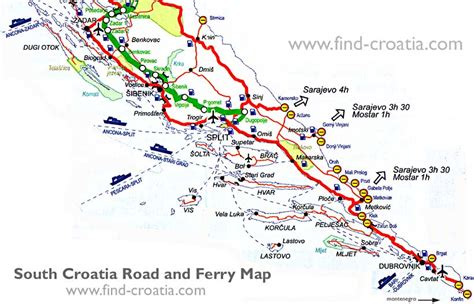 Dalmatia Road and Ferry Map