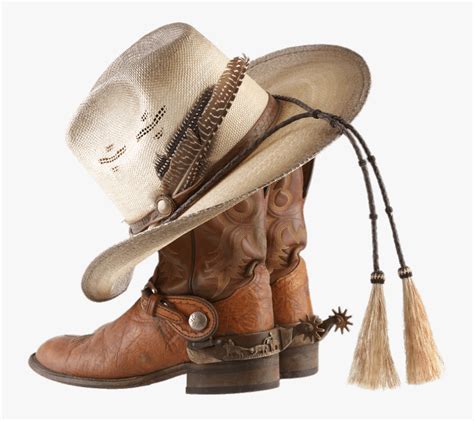 Cowboy Boots And Hat With Tassels Clip Arts - Transparent Cowboy Boots ...