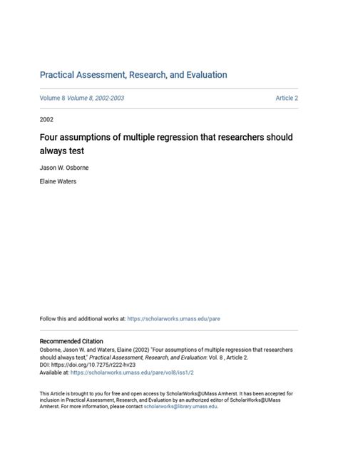 Four Assumptions of Multiple Regression That Researchers Should A | PDF ...