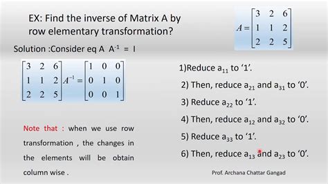 Inverse of Matrix by Row Elementary transformation - YouTube