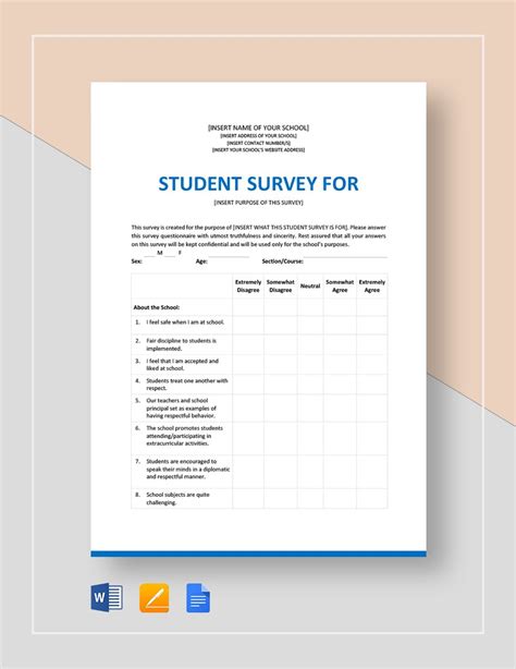 Survey Template For Google Docs