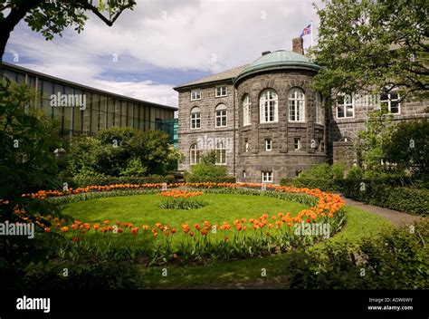 Althingi, the Icelandic parliament house and garden Stock Photo - Alamy