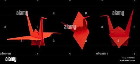 Red crane bird origami Stock Photo - Alamy