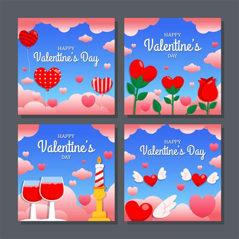 Love Card Set For Valentine's Day 4397222 Vector Art at Vecteezy