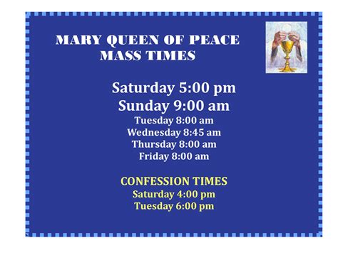 Mass Times | Mary Queen of Peace - Parish