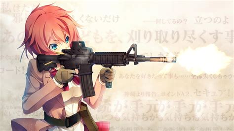 Anime Girl With Gun Wallpaper