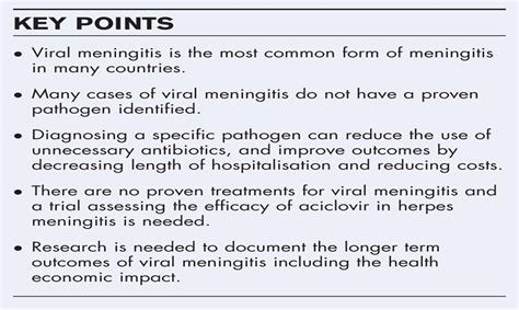 Viral meningitis: current issues in diagnosis and treatment : Current ...