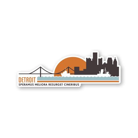 Detroit Sunset Sticker | Peninsulas | Detroit skyline, Travel trunk ...