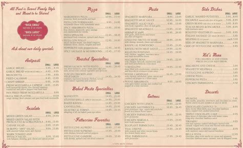 Buca di Beppo Menu, Menu for Buca di Beppo, Miami Lakes, Miami ...