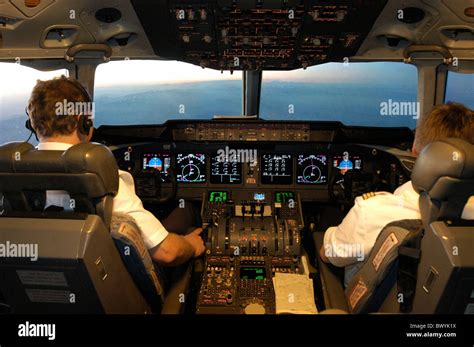 airplane aviation cockpit flying Jet Jet airplane MD 11 pilot Stock ...