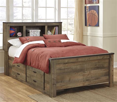 Rotmans Essentials 100 Tate Rustic Look Full Bookcase Bed with Under ...