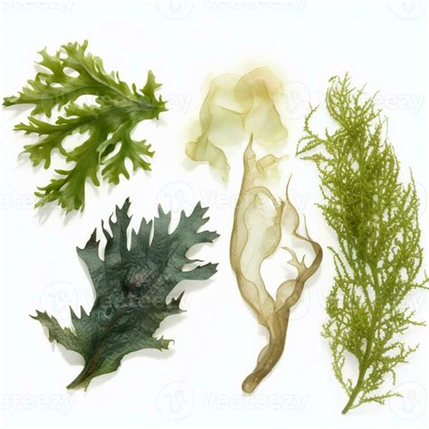 there are some different types of seaweed on a white surface ...