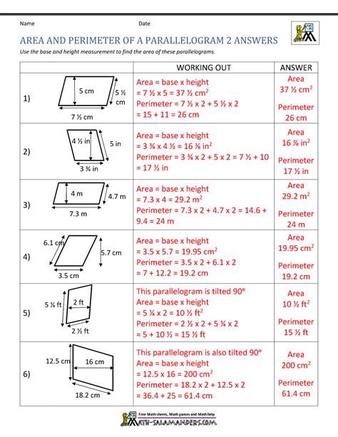 Area Of A Triangle And Parallelogram Worksheet