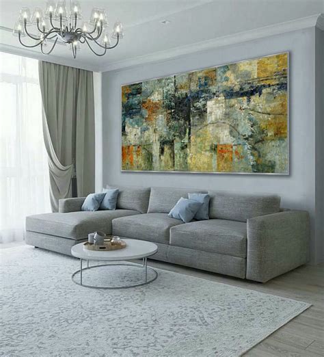 Extra Large Panoramic Modern Abstract Wall Art Hand Painted Black And ...