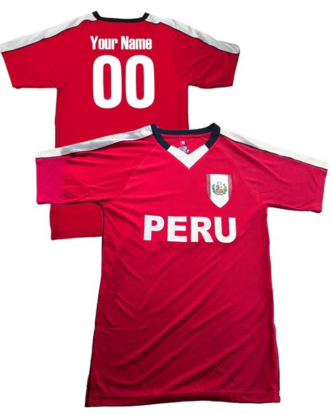 Custom Peru Soccer Jersey With Peruvian Flag Shield Design Personalized ...