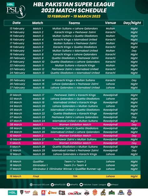 PSL 2024 Schedule and Time Table - Cricgrid