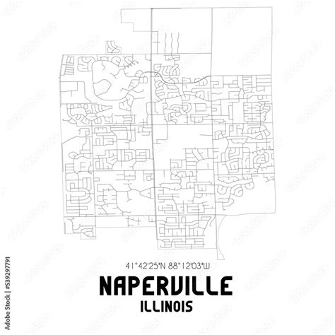 Naperville Illinois. US street map with black and white lines. Stock ...