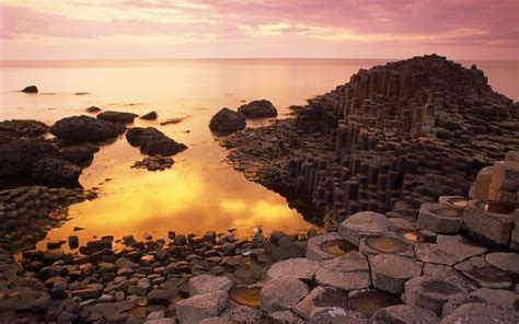 Basalt Columns of Giant's Causeway at Sunset, County Antrim, Northern ...