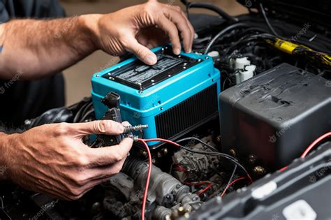 Premium Photo | Mechanic installing chip tuning box on car engine.