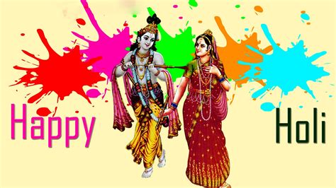 Radha Krishna Playing Holi Wallpaper