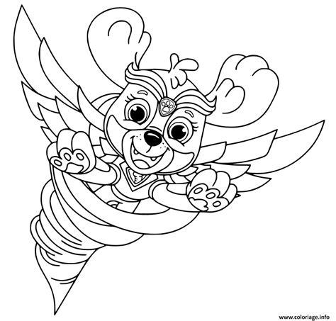 Coloriage Mighty Pups Flying Skye pour enfants - JeColorie.com