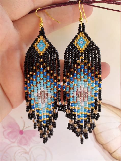 Seed bead earrings Native beaded earrings Christmas Gift | Etsy