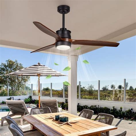 EKIZNSN 52 Inch Outdoor Black Ceiling Fan Wood Ceiling Fans, Black ...