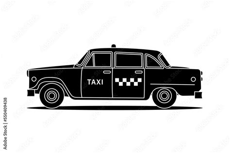 New York black taxi on white background. Silhouette taxicab. Vector ...