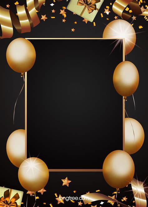 Golden Party Decorations Black Background Wallpaper Image For Free ...