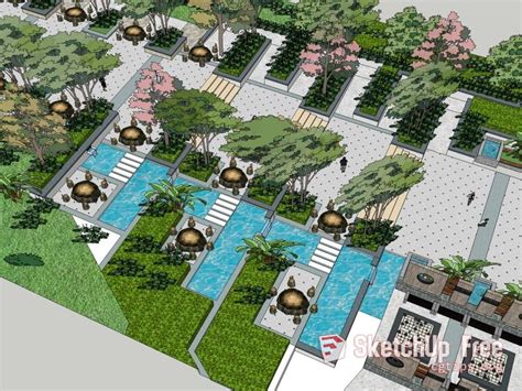 Free Download: 1163 Exterior Landscape Scene Sketchup Model