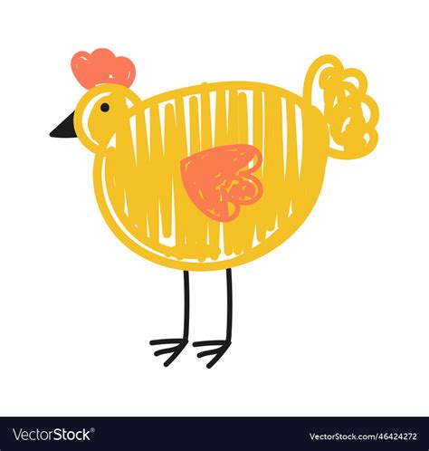 Children drawing chicken by pencil Royalty Free Vector Image