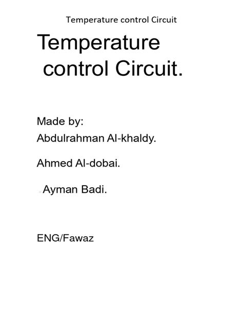 Temperature Control Circuit | PDF