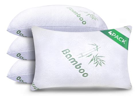 Set of 4 Queen Size Cooling Shredded Memory Foam Pillow - Comfy for All ...