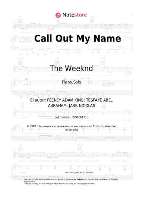 The Weeknd - Call Out My Name partituras para piano en Note-Store.es ...