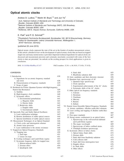 (PDF) Optical atomic clock