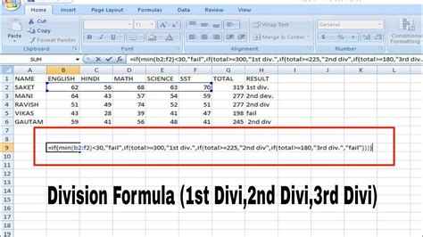 How To Apply Marksheet Division Formula In Excel Ms Excel Division ...