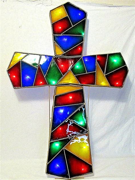 LED Lighted Prismatic Cross Indoor Outdoor Yard Decor 48" Christmas ...