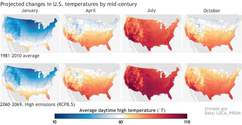 New in Data Snapshots: Monthly maps of future U.S. temperatures for ...