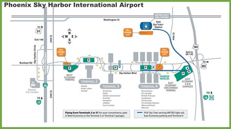 Phx airport map - Map of Phoenix airport (Arizona - USA)