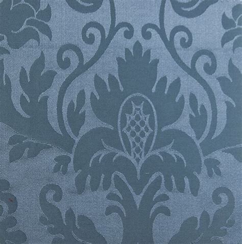 Minster Damask Fabric Silk damask curtain fabric in steel blue ...