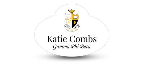 Unique shaped name tag design for Gamma Phi Beta chapters | Name Tag Pros