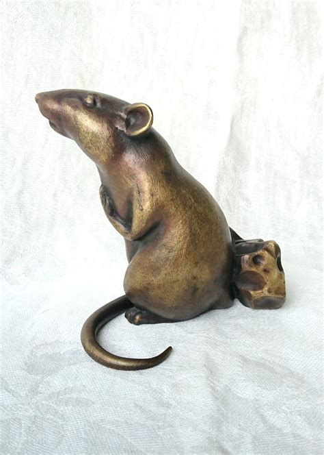 Rat Sculpture Mouse Rat Figure Bronze Gift Rat With Cheese - Etsy