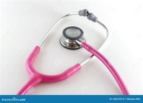 A Pink Stethoscope Is Seen On A White Background Stock Image - Image of ...