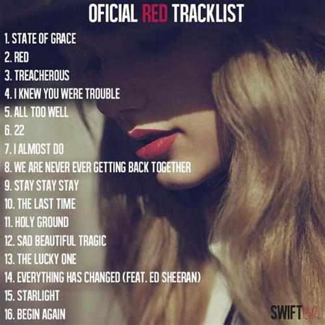 Official Track List for Red. - Taylor Swift Photo (32505681) - Fanpop