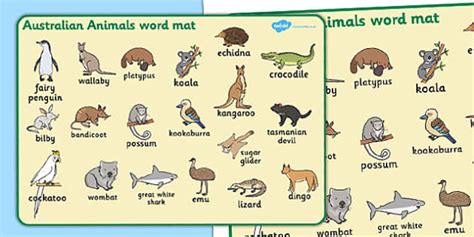 FREE! - Australian Animals Word Mat - Australian animals, word mat, writing