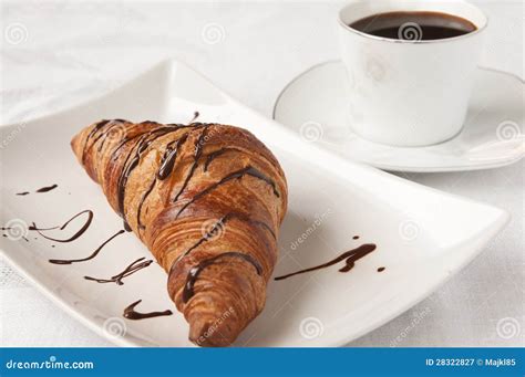 French Breakfast - Croissant And Coffee Stock Image - Image of food ...