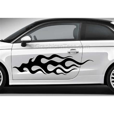 Flames Custom Car Stickers Vinyl Graphic Decals x 2 - Flames01